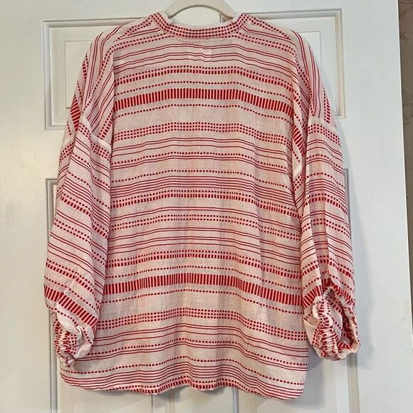 NWT Lou & Grey Red Vastra Dobby Stripe Pullover V-neck Tunic Small - Picture 3 of 10